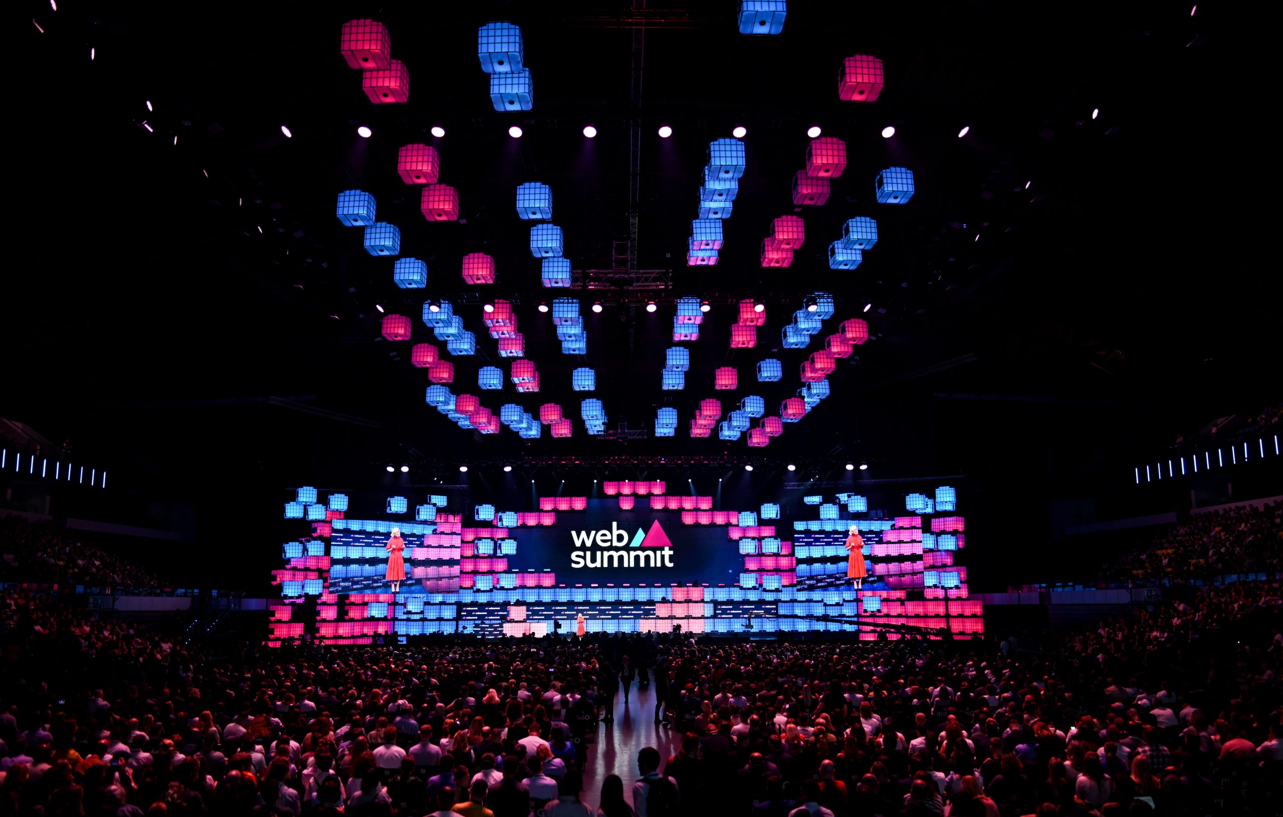 13 November 2023; Katherine Maher, CEO, Web Summit during the opening night of Web Summit 2023 at the Altice Arena in Lisbon, Portugal. Photo by Lukas Schulze/Web Summit via Sportsfile